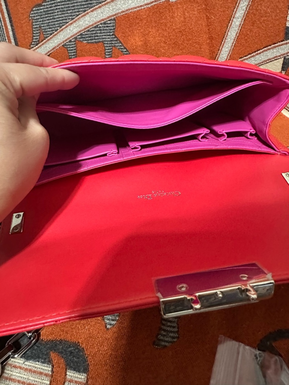 LIKE NEW - Miss Dior Cannage Red Shoulder Bag with Silver Hardware - NO CALLOUTS - Picture 13 of 15